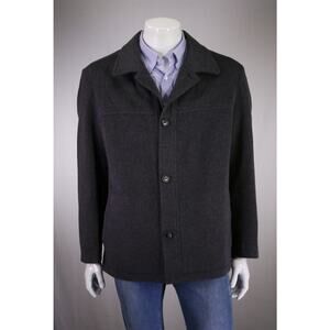 Hugo Boss Mens Chester Gray Flannel Cashmere Wool Chore Coat 42R